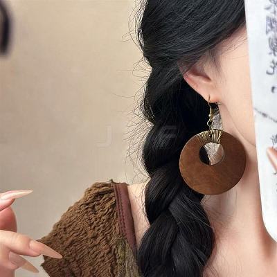 Alloy & Wood Dangle Earrings for Women WG2EB7C-01-1
