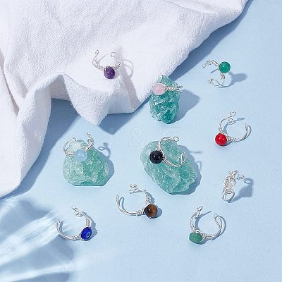 Natural & Synthetic Gemstone and Lampwork Finger Rings RJEW-UN00047-1