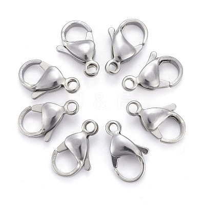 Tarnish Resistant 304 Stainless Steel Lobster Claw Clasps X-STAS-F182-01P-A-1
