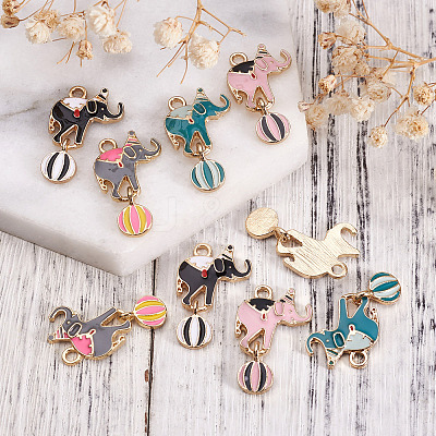 32Pcs 4 Colors Zinc Alloy Enamel Pendants ENAM-TA0001-25-1