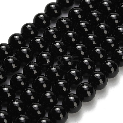 Natural Black Onyx(Dyed & Heated) Beads Strands G-H329-C06-8mm-1