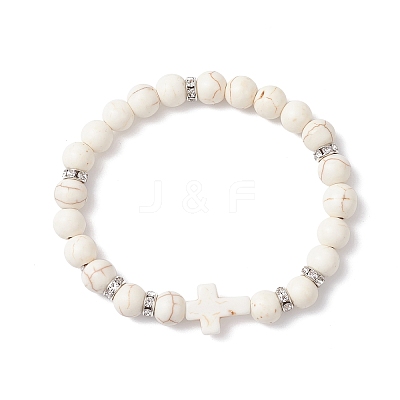 Synthetic Turquoise Beaded Stretch Bracelets for Women BJEW-JB12288-02-1