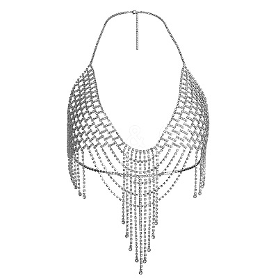 Alloy Full Crystal Rhinestone Mesh Tassel Chest Sexy Body Chains for Bikini FS-WG2AAFB-01-1