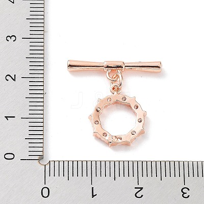 Rack Plating Brass Micro Pave Clear Cubic Zirconia Toggle Clasps KK-P247-13RG-1