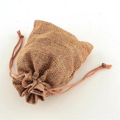Polyester Imitation Burlap Packing Pouches Drawstring Bags ABAG-R004-14x10cm-03-1