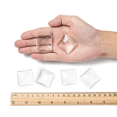 Transparent Glass Square Cabochons GGLA-A001-30mm-1