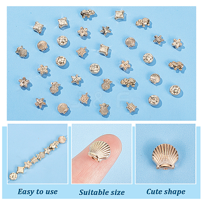 300Pcs 8 Style Plating ABS Plastic Beads KY-PH0001-63-1