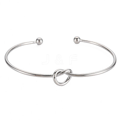 Non-Tarnish Knot Shape Cuff Bangle BJEW-N013-007-1