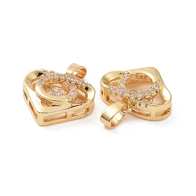 Brass Micro Pave Clear Cubic Zirconia Charms KK-E068-VC282-1