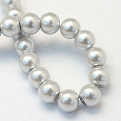 Baking Paint Pearlized Glass Pearl Round Bead Strands HY-Q330-8mm-62-1