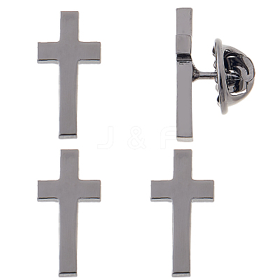 4Pcs Cross Brass Brooches JEWB-FH0001-69EB-1