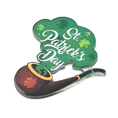 Saint Patrick's Day Opaque Printed Acrylic Pendants OACR-A045-05G-1
