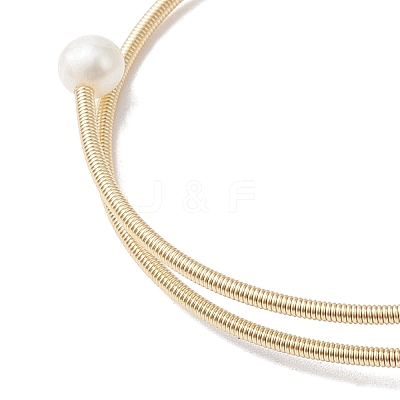 Electroplated Natural Quartz Beaded Cuff Bangle BJEW-JB10195-1