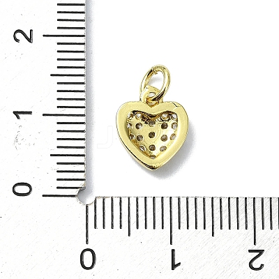 Heart Theme Brass Micro Pave Cubic Zirconia Charms KK-H475-56G-05-1