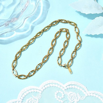 304 Stainless Steel Cross Link Chain Necklaces for Women Men NJEW-JN05433-01-1