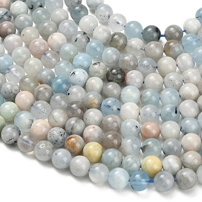 Natural Aquamarine Beads Strands G-F591-29A-8mm-02-1