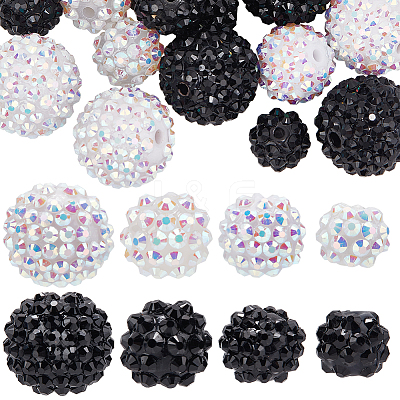 48Pcs 8 Styles Resin Rhinestone Beads RESI-SC003-43-1