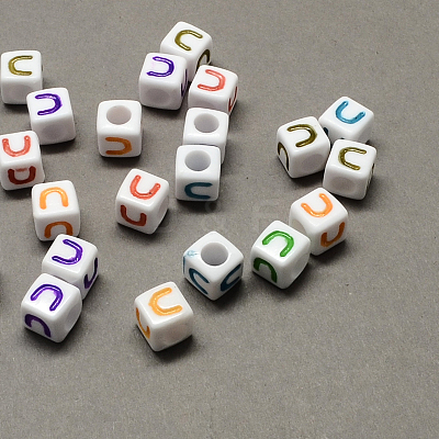 Large Hole Colorful Acrylic Letter European Beads SACR-Q104-02U-1