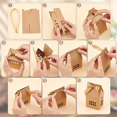 Hollow House Shaped Cardboard Paper Candy Boxes CON-WH0084-82A-1