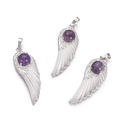 Natural Amethyst Pendants G-L512-P07-1