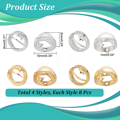 32Pcs 4 Style Brass Bead Frame KK-NB0003-46-1