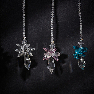 3Pcs 3 Colors Glass Angel Hanging Suncatchers HJEW-BBC0001-18-1