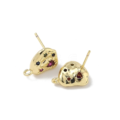 Brass Micro Pave Cubic Zirconia Stud Earring Findings KK-U075-01B-03G-1