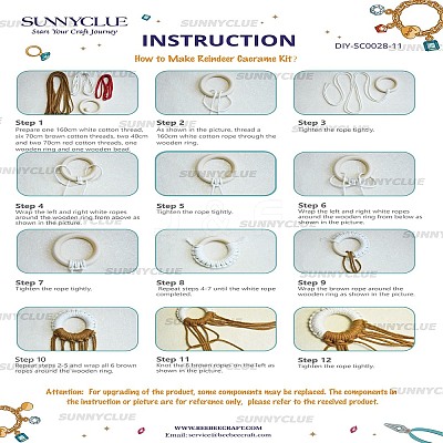 Christmas Theme DIY Handmade Woven Cotton Christmas Reindeer Keychain Making Kits DIY-SC0028-11-1