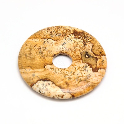 Donut/Pi Disc Natural Gemstone Pendants G-L234-30mm-11-1