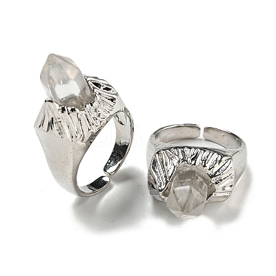 Bullet Glass Open Cuff Rings RJEW-B106-01AS-09-1