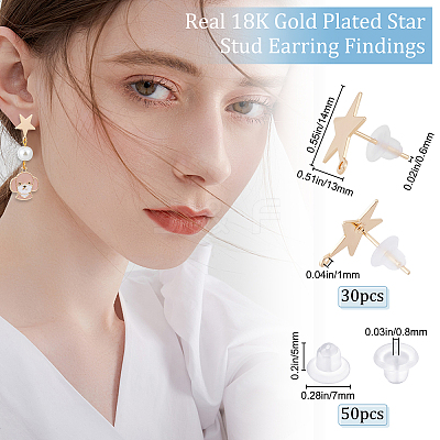 30Pcs Brass Stud Earring Findings KK-BBC0003-74-1