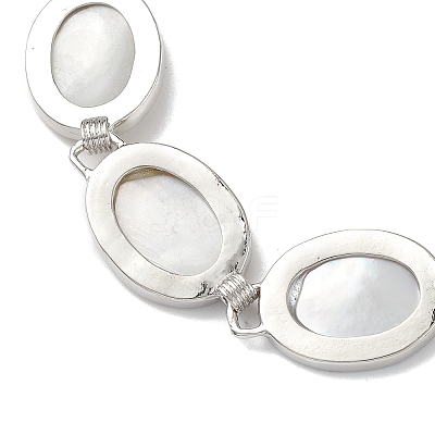 Natural White Shell Link Chain Bracelets BJEW-E077-02P-01-1