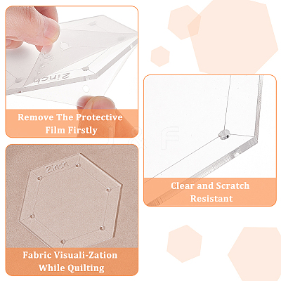2/3/4/5/6 Inch Hexagon Quilting Template TOOL-WH0002-44-1