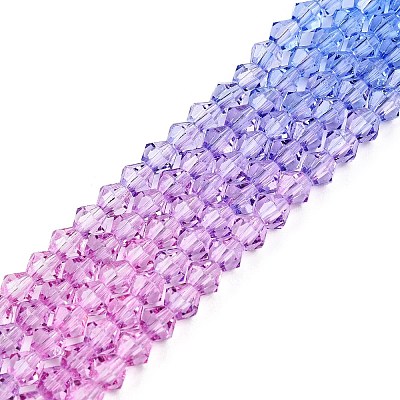 Gradient Color Baking Paint Glass Bead Strands LS-DGLA-A039-T4mm-A019-1