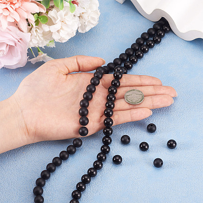 2 Strands 2 Styles Natural Black Onyx(Dyed & Heated) Beads Strands G-TA0003-52-10mm-1