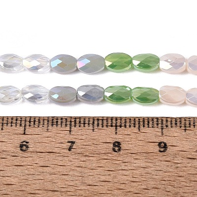 Electroplate Imitation Jade & Opaque & Transparent Glass Beads Strands EGLA-Q135-4x6MM-01E-1