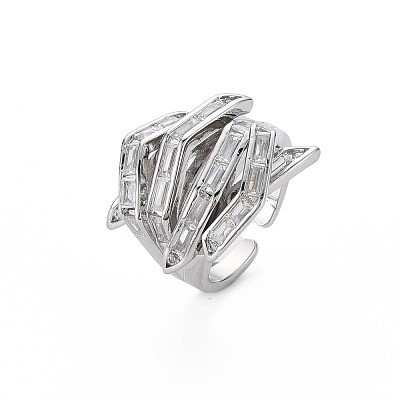 Hug Hand Fingers Cubic Zirconia Cuff Ring X1-RJEW-T016-35P-02-1