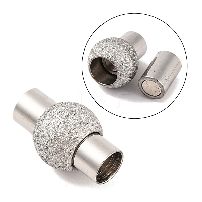 304 Stainless Steel Textured Magnetic Clasps with Glue-in Ends STAS-G008-1-1