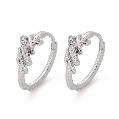 Brass Clear Cubic Zirconia Hoop Earrings EJEW-Q014-14P-1