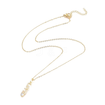 Brass Micro Pave Clear Cubic Zirconia Pendant Necklaces NJEW-L146-28A-G-1