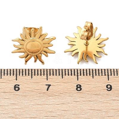 Ion Plating(IP) 304 Stainless Steel Sun Stud Earrings for Women EJEW-F300-10G-1