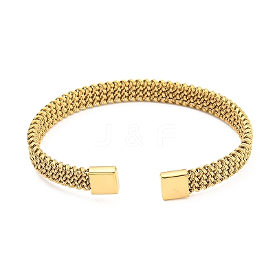 304 Stainless Steel Wire Mesh Cuff Bangles for Women LS-BJEW-D022-01A-G-1
