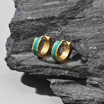 Ion Plating(IP) 304 Stainless Steel Enamel Hoop Earrings EJEW-P300-03G-1