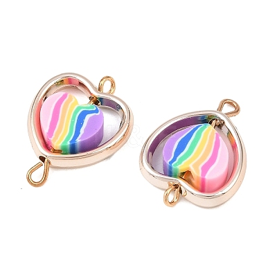 CCB Plastic Frame with Polymer Clay Rainbow Beads Links Connector Charms KK-D103-08D-RG-1