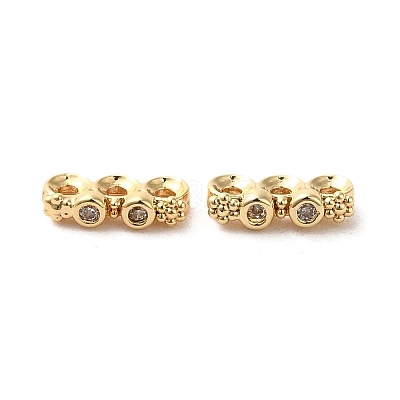 Brass Micro Pave Clear Cubic Zirconia Slide Charms KK-G481-01G-1