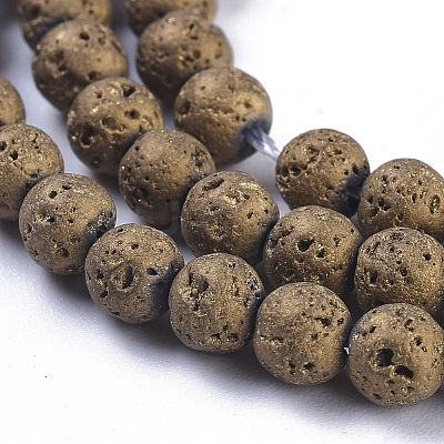 Electroplated Natural Lava Rock Beads Strands G-K259-60D-1