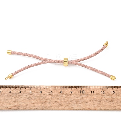 Adjustable Round Braided Microfiber Leather Cord Bracelet Making KK-CBAC260-01G-1