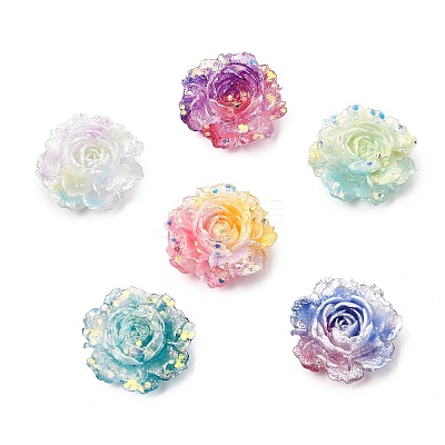 Two Tone Opaque Resin & Glitter Powder Cabochons RE-CBA7537-03-1