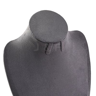 Bust Shaped Microfiber & Wood Jewelry Necklace & Earrings Display Stands NDIS-H042-01C-02-1