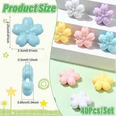 40Pcs 5 Colors Opaque Acrylic Beads OACR-FS0002-85-1